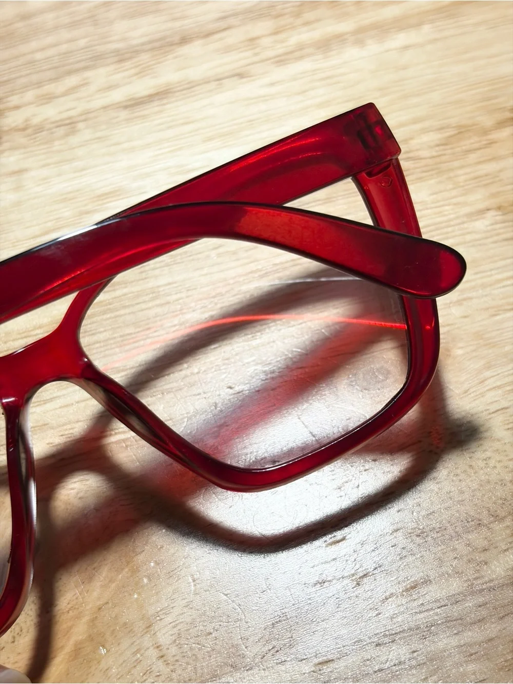 Cherry Red Glossy Translucent Cat Eye Fashion Glasses